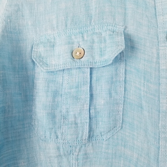 Saks Fifth Avenue 100% Linen Button Front Shirt Blue Womens Size Small - Picture 5 of 10